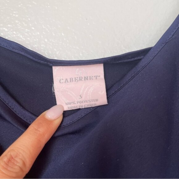 Cabernet Womens Navy Polyester Slip Dress Long Sleepwear Sleeveless Chemise S - Picture 4 of 9